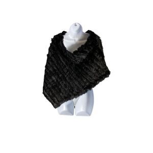 Black Faux fur high low poncho OSFM
